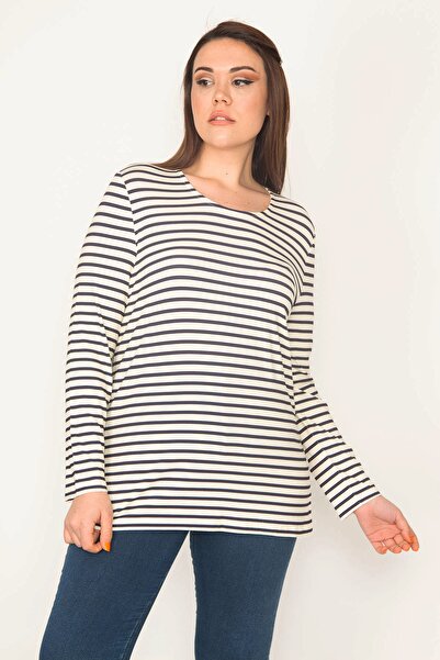 Şans Жіноча блуза великого розміру з візерунком на спині 65n32691