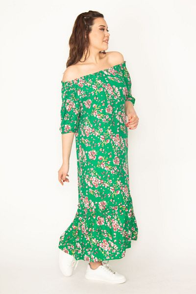 Şans Plus Size Dress - Green - Wrapover