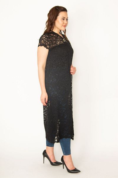 Şans Plus Size Cardigan - Black - Regular fit