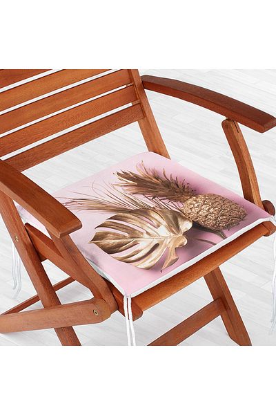 Realhomes Special Design Zippered Chair Cushion with 3D Leaf and Pineapple Pattern
