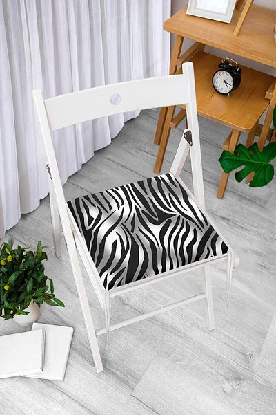 Realhomes Zebra Patterned Digital Printed Modern Zippered Chair Cushion