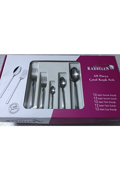 Kardelen Aegean Model 60 Piece Spoon Fork Set for 12 Persons