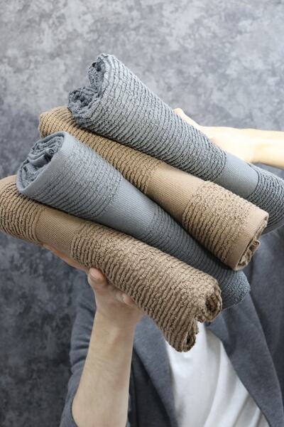 Class %100 Pamuklu Kahve / Antrasit 2'li 50x100 El Yüz Havlu Seti