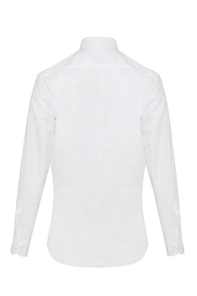 Hatemoğlu Λευκό Slim Fit Μασίφ 100% βαμβακερό γιακά με μακρυμάνικο πουκάμισο