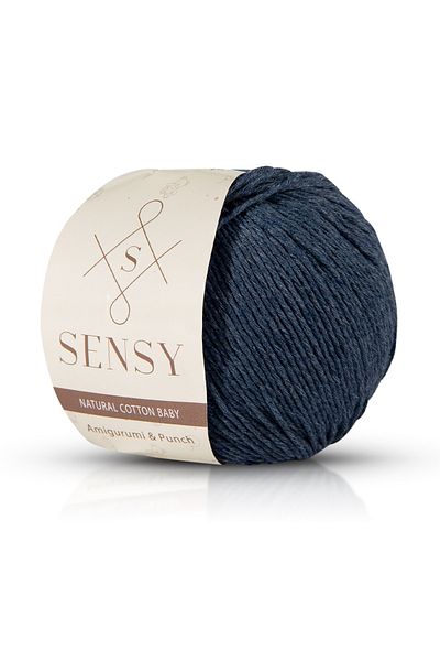 SENSY Premium Amigurumi Floss Punch (FANCH) Baby Soft Bumbac 50 gr Funie tricotată Indigo