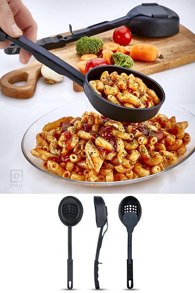 QNİAY Fireproof Non-Stick 3 in 1 Serving Set Resistant to 220 Degrees | Spoon | Colander | Ladle