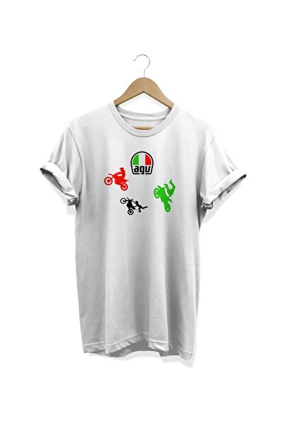 WİDİ AGV motor Štampano bela T-shirt