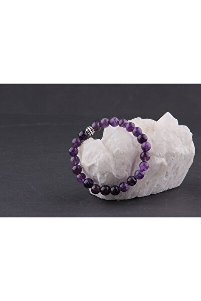 OSMANLI DEĞERLİ TAŞ Sertifikalı Ametist Doğal Taş Bileklik 8 Mm - B596