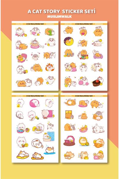 MuslimWalk A Cat Story Kedili Sticker Seti - Planlayıcı , Ajanda, Defter Için...