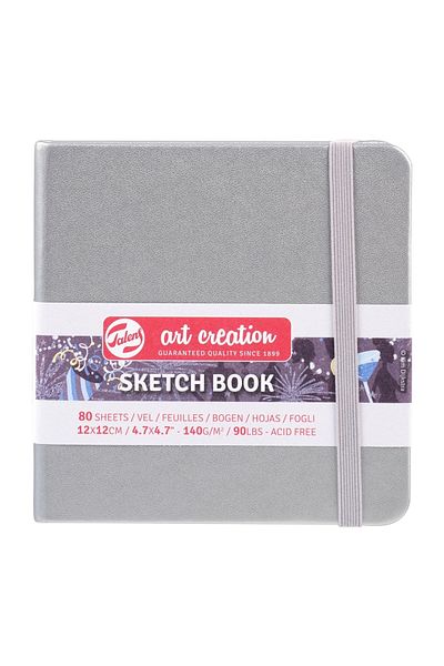 Talens Sketchbook Hard Cover Sketch Drawing Notebook 12x12 Cm140 gr80 YpMetallic Silver