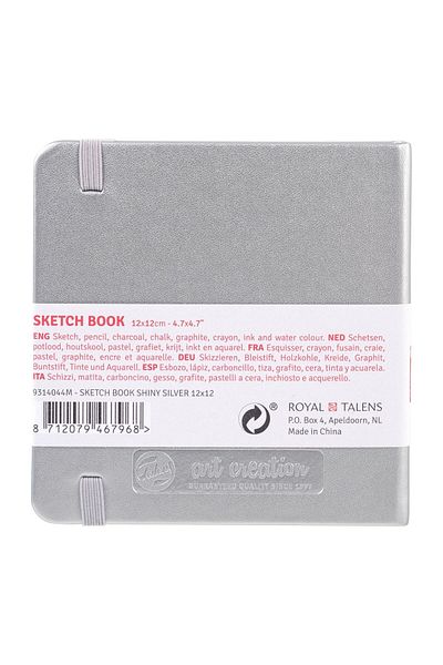 Talens Sketchbook Hard Cover Sketch Drawing Notebook 12x12 Cm140 gr80 YpMetallic Silver