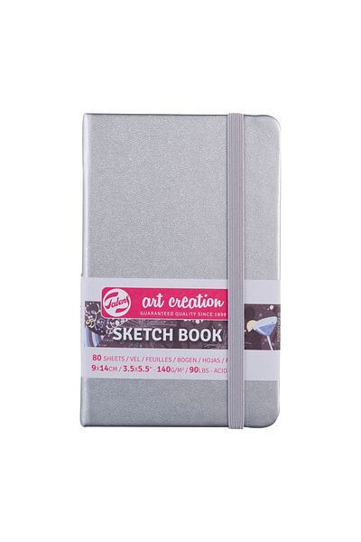 Talens Sketchbook Hard Cover Sketch Drawing Notebook 9x14 Cm140 gr80 YpMetallic Silver