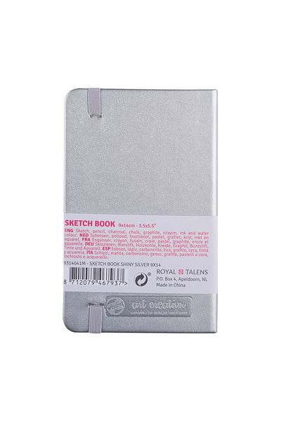 Talens Sketchbook Hard Cover Sketch Drawing Notebook 9x14 Cm140 gr80 YpMetallic Silver