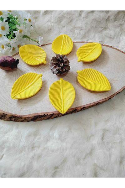 yuselaticaret Set of 6 Leaf Designed Coffee Side Presentation Dragee