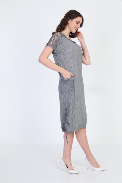 ELLA CAMELIA Women's Shoulder Detailed Dress 5012175 Gray