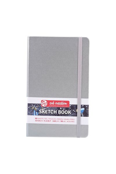 Talens Sketchbook Hard Cover Sketch Drawing Notebook 13x21 Cm140 gr80 YpMetallic Silver