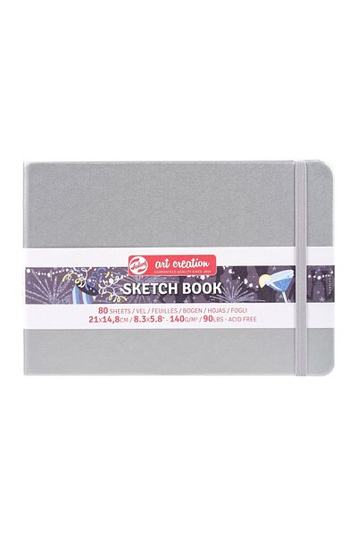 Talens Sketchbook Hard Cover Sketch Drawing Notebook 15x21 Cm140 gr80 YpMetallic Silver