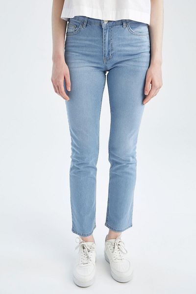 DeFacto Pantaloni Carmela, cu talie normală, cu picior tub, 100% bumbac X3827az22sm