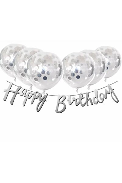 BEST PARTİ DOĞUM GÜNÜ PARTİ SÜSLERİ Transparent Balloon with Silver Confetti ...