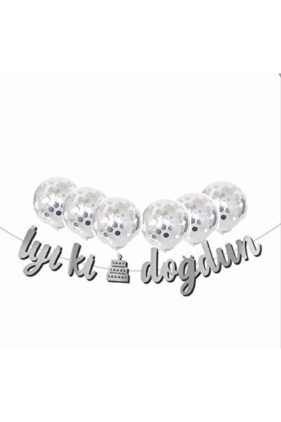 BEST PARTİ DOĞUM GÜNÜ PARTİ SÜSLERİ Pink and Transparent Silver Confet Callig...