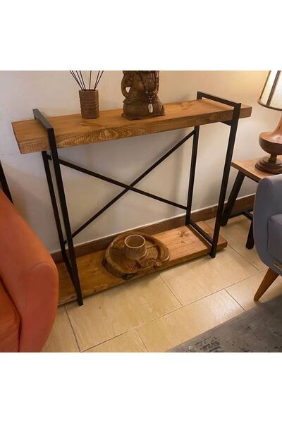 Dudewooddesing Duru Iki Raflı Masif Ahşap Dresuar