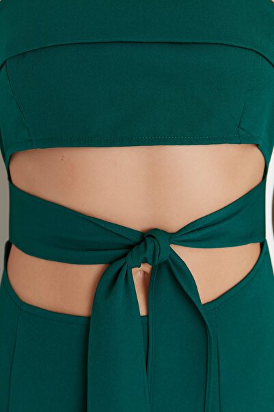 Trendyol Collection Rochie de seara lunga verde cu croiala A - Detaliata, TPRSS22AE00034