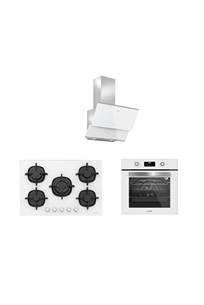 Silverline 3'lü Beyaz Cam Ankastre Set (3490 Oslo 60 Beyaz+cs5364w01+bo6502w02)