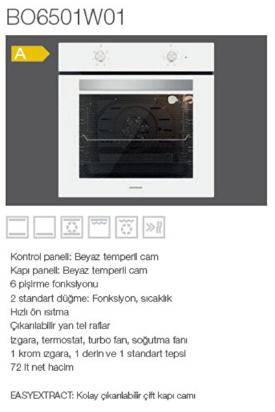 Silverline 3'lü Beyaz Cam Ankastre Set (3490 Oslo 60 Beyaz+cs5364w01+bo6501w01)