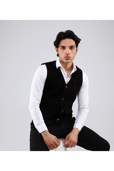 CE-YIL DERİ ÜRÜNLERİ Genuine Leather Suede Vest