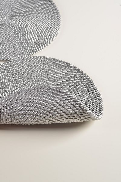 Natural Dowry Ivy Grey Washable Poly Straw Rope Σαλόνι Τραπέζι τραπεζαρίας Τραπεζάκι σαλονιού Κάλυμμα κουζίνας Runner
