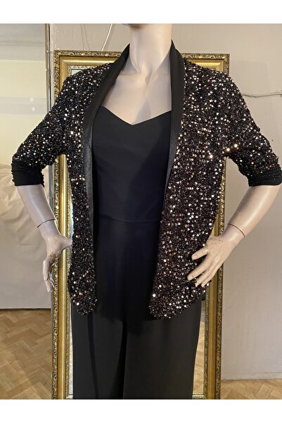 GYGESS Saten Yaka Astarlı Payet Ceket