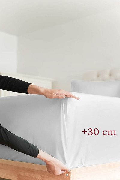 ÇARŞAF DÜNYASI Fitted Sheet Set (duvet cover Fabric) Cotton (with pillowcase) White