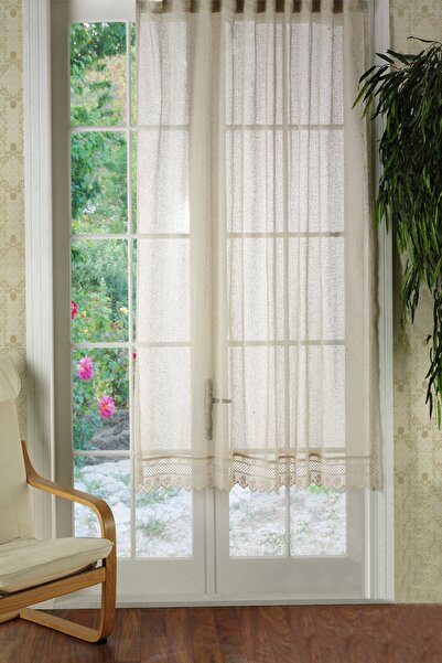 ÖDEL HOME Naturel Uç Dantelli Tül Perde