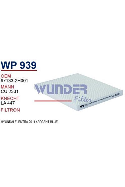 WUNDER Wp939 Polen Filtresi - Kia Carens Iv-cerato Iıı - Hyundai Elentra 2011 -accent Blue