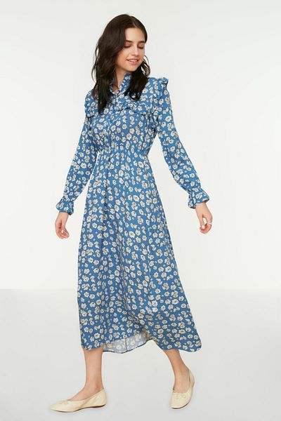 Trendyol Modest Kleid - Blau - Basic