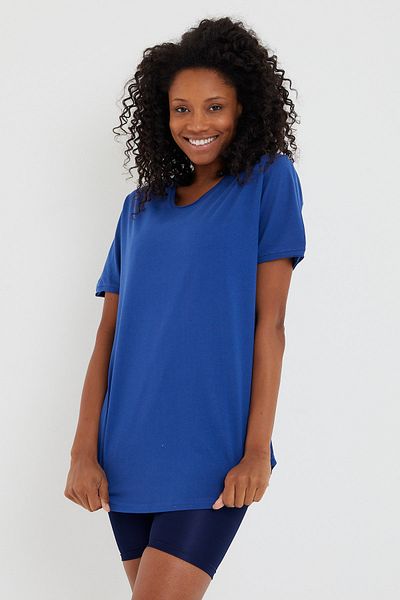 COOL TARZ Tricou casual cu guler murdar albastru pentru femei Style Cool-xktcps001r22s