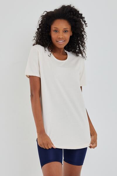 COOL TARZ Stil Cool Women Ecru Dirty Guler Casual Tricou-xktcps001r11s