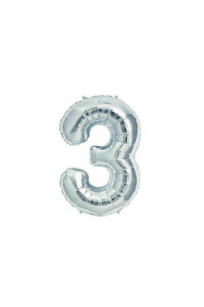 Deniz Party Store Silver 3 Number Foil Balloon 36 - 40 cm