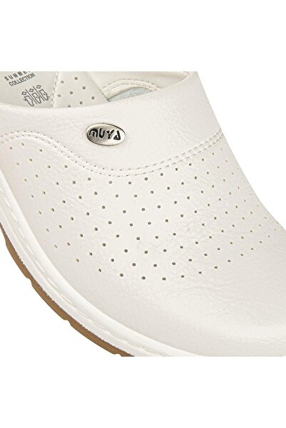 Muya Sabo Çok Amaçlı Kaymaz Kadın Tabanlı Terlik Beyaz