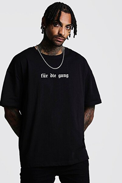 YUVEST Tricou Blackrock Unisex Tricotat Für Die Gang Printed Negru 100% Bumbac.