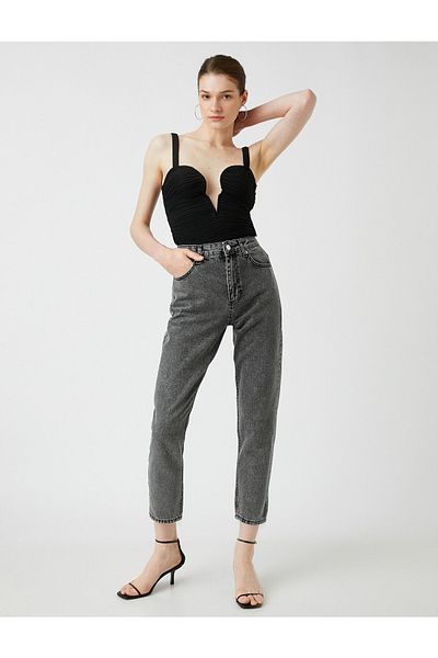 Koton Comfortable Cut High Waist Lightweight Narrow Leg - Mom Jean