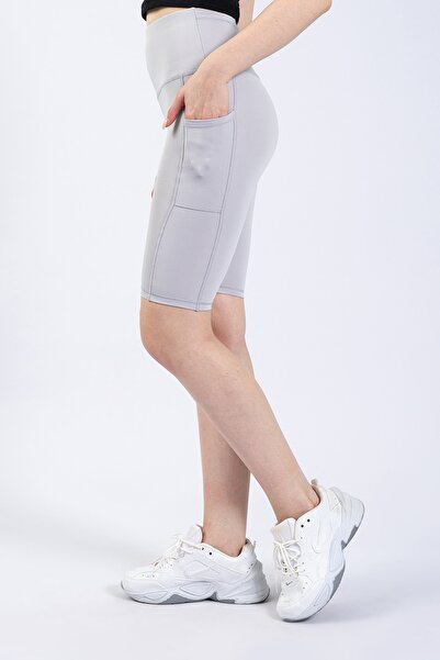 The Step Sports Spocket Silver Grey Pocket Ψηλόμεσο Συσφιγκτικό Γόνατο Γιόγκα Κολάν 10"