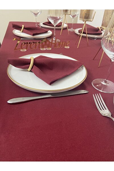 Zeren Home Sıvı Geçirmez Dertsiz Masa Örtüsü Bordo