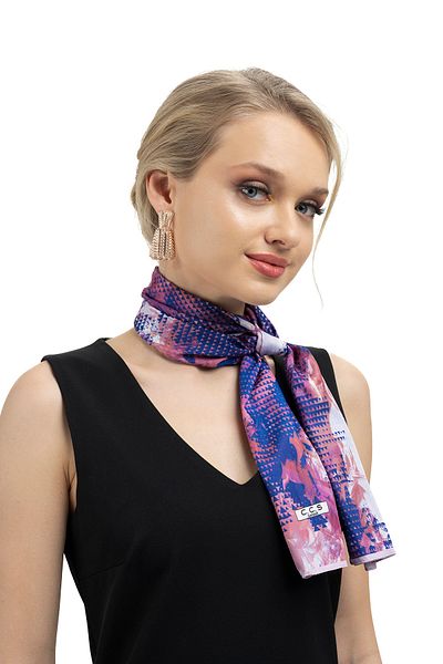 Sarar Women's Pearl Silk Patterned Scarf-bandana 30x130 Cm