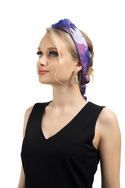 Sarar Women's Pearl Silk Patterned Scarf-bandana 30x130 Cm