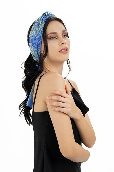 Sarar Women's Pearl Silk Patterned Scarf-bandana 30x130 Cm