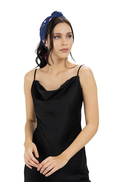Sarar Women's Pearl Silk Patterned Scarf-bandana 30x130 Cm