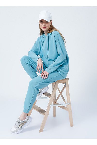 Aeropostale Y-Brush Kapuzenpullover Regular Fit Uni Blau Damen Sweatshirt