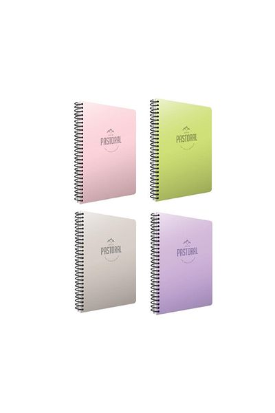 Gıpta Pastoral 17x24 72 Sheets Plastic Cover Spiral Notebook Lined 4 Pieces