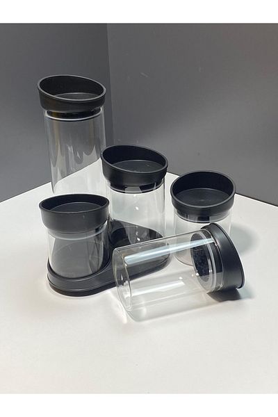 HomeTarz Glass Spice Rack Set Spice Set with Rotating Stand 6 Pieces Sorti